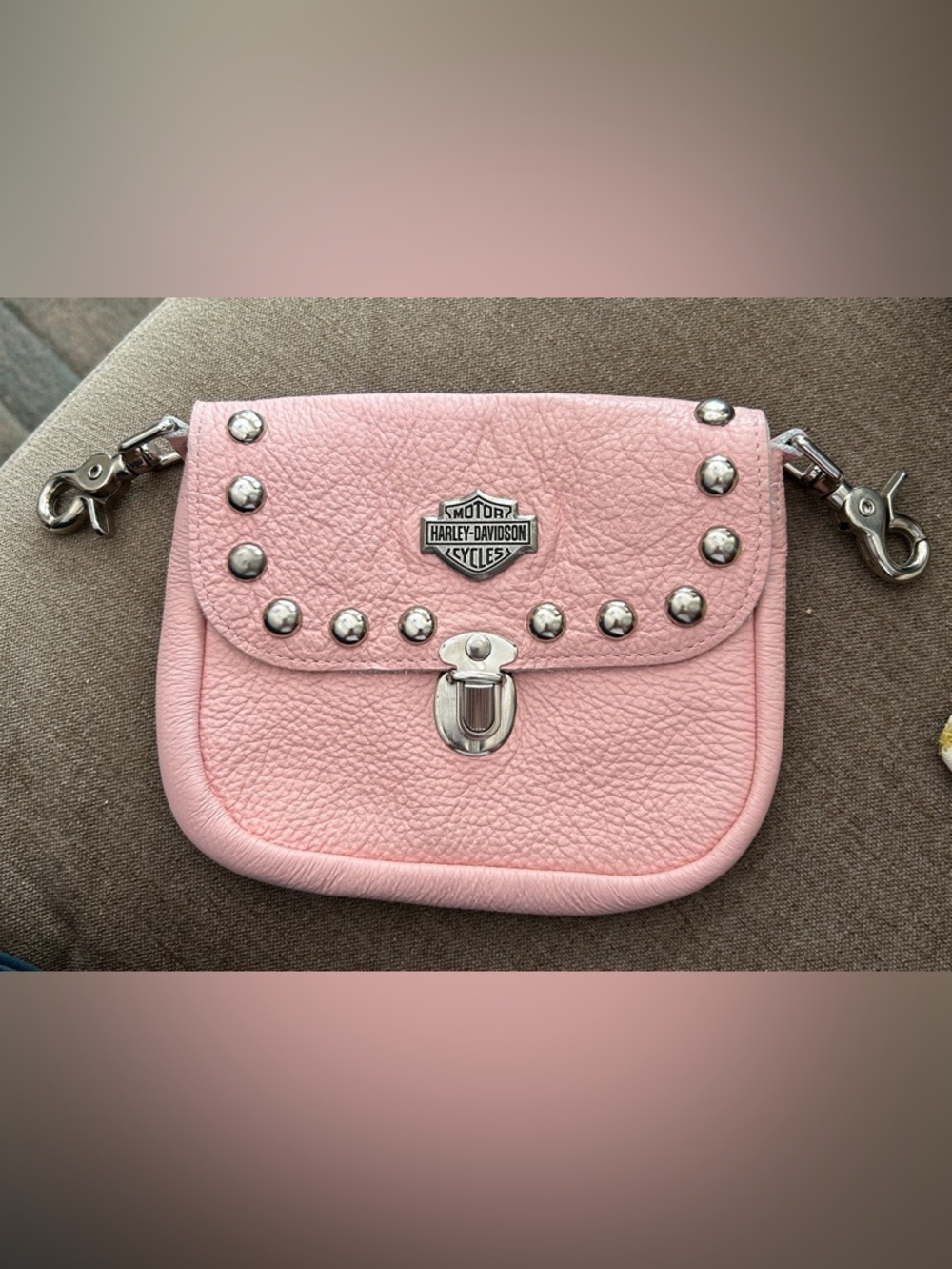 Harley-Davidson Small Pink Leather Pouch Bag No Strap